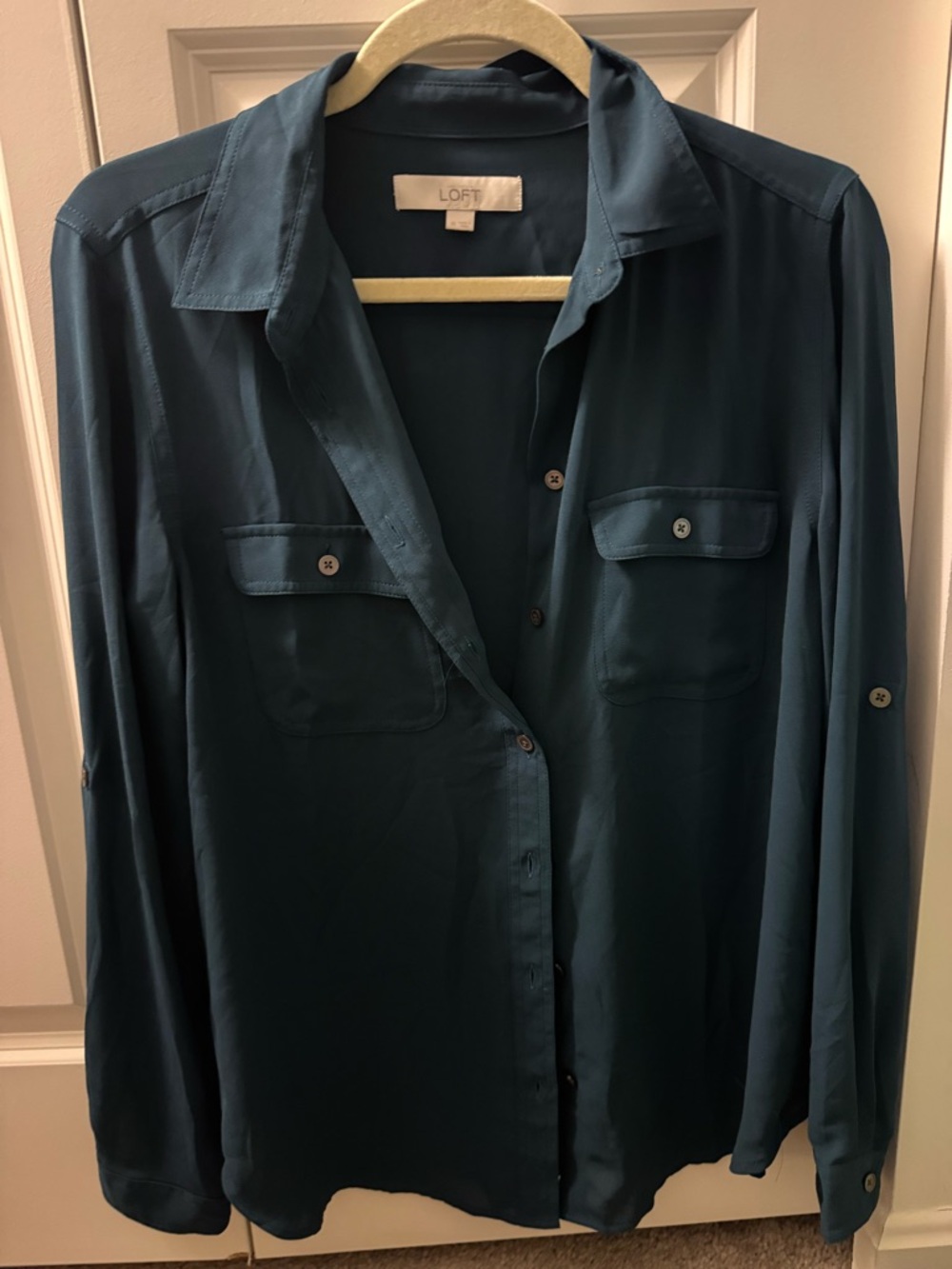 NWOT LOFT Deep Teal Button-Up Shirt